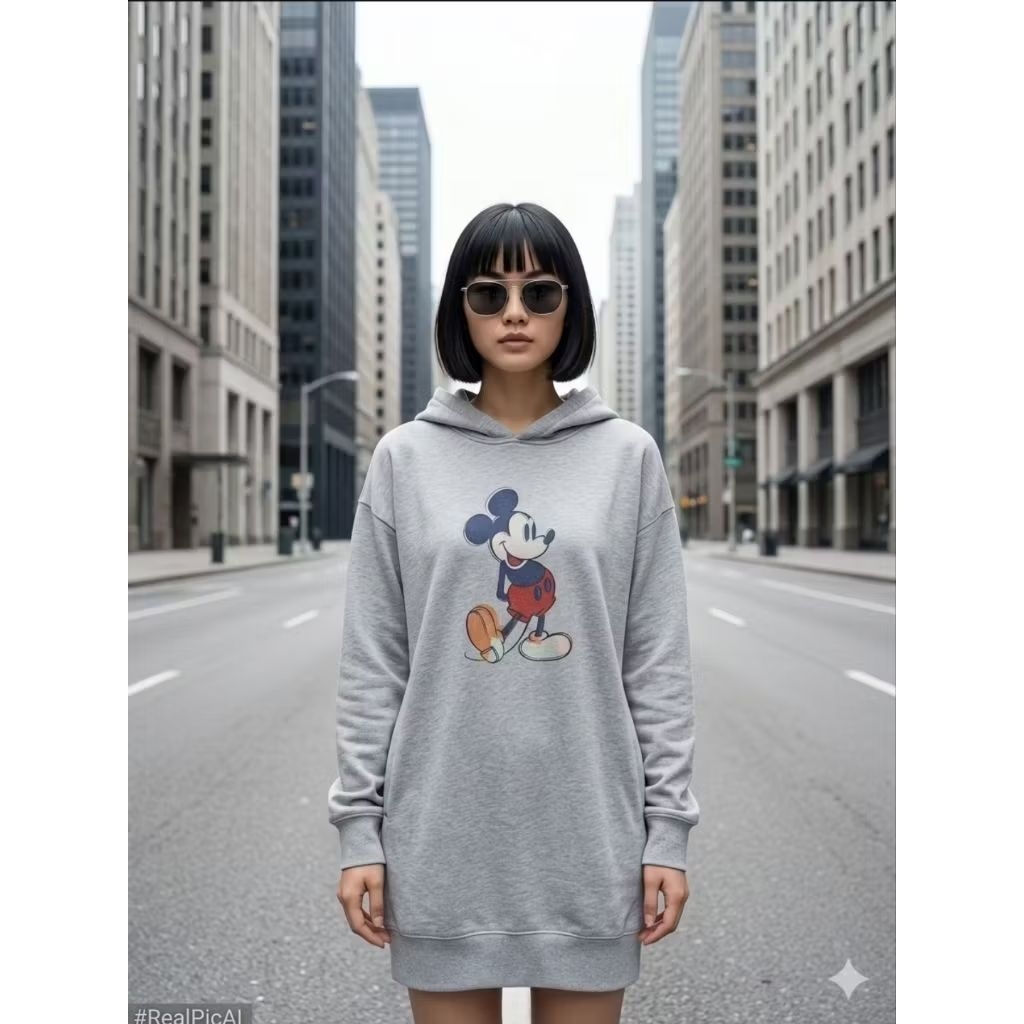 เสื้อฮู้ดผู้หญิง UN*QLO X DYN*Y 0R1 ไซส์ L fit XL (P95 x L55)