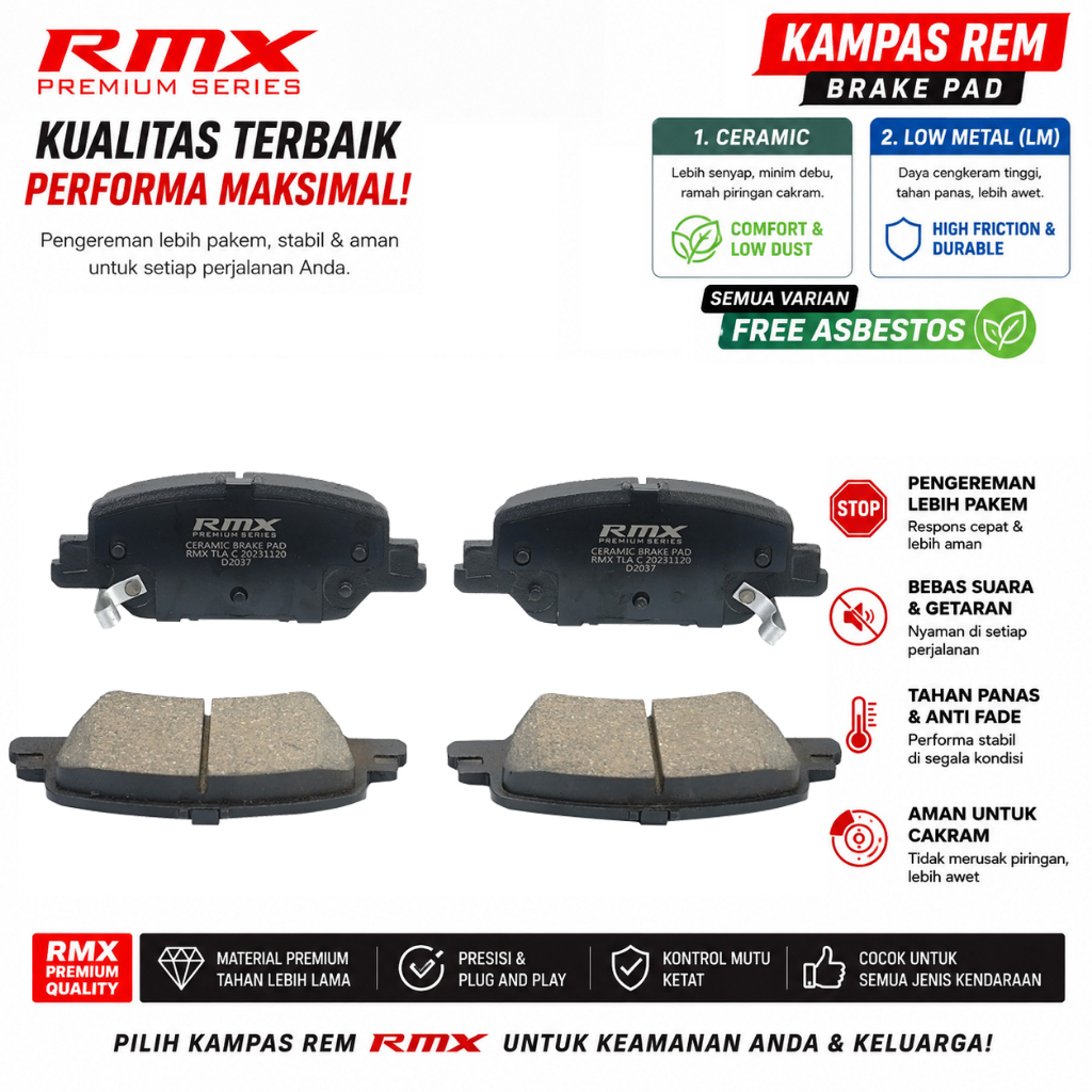 RMX ผ้าเบรคหลังสําหรับ Honda CRV RW Gen5 All New Crv RS Hybrid Crv Turbo