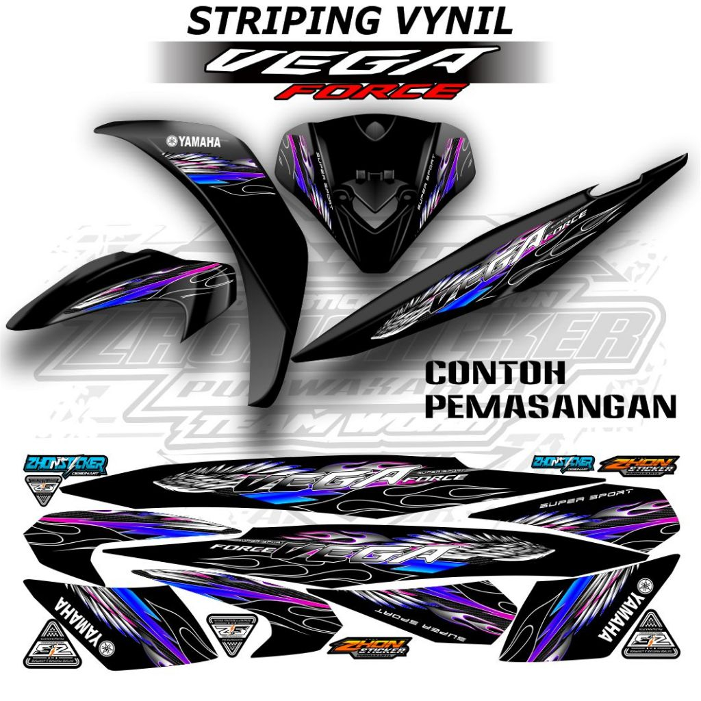 Yamaha Vega Force Super Sport Zhon สติกเกอร์แถบไวนิลมอเตอร์ร่างกาย