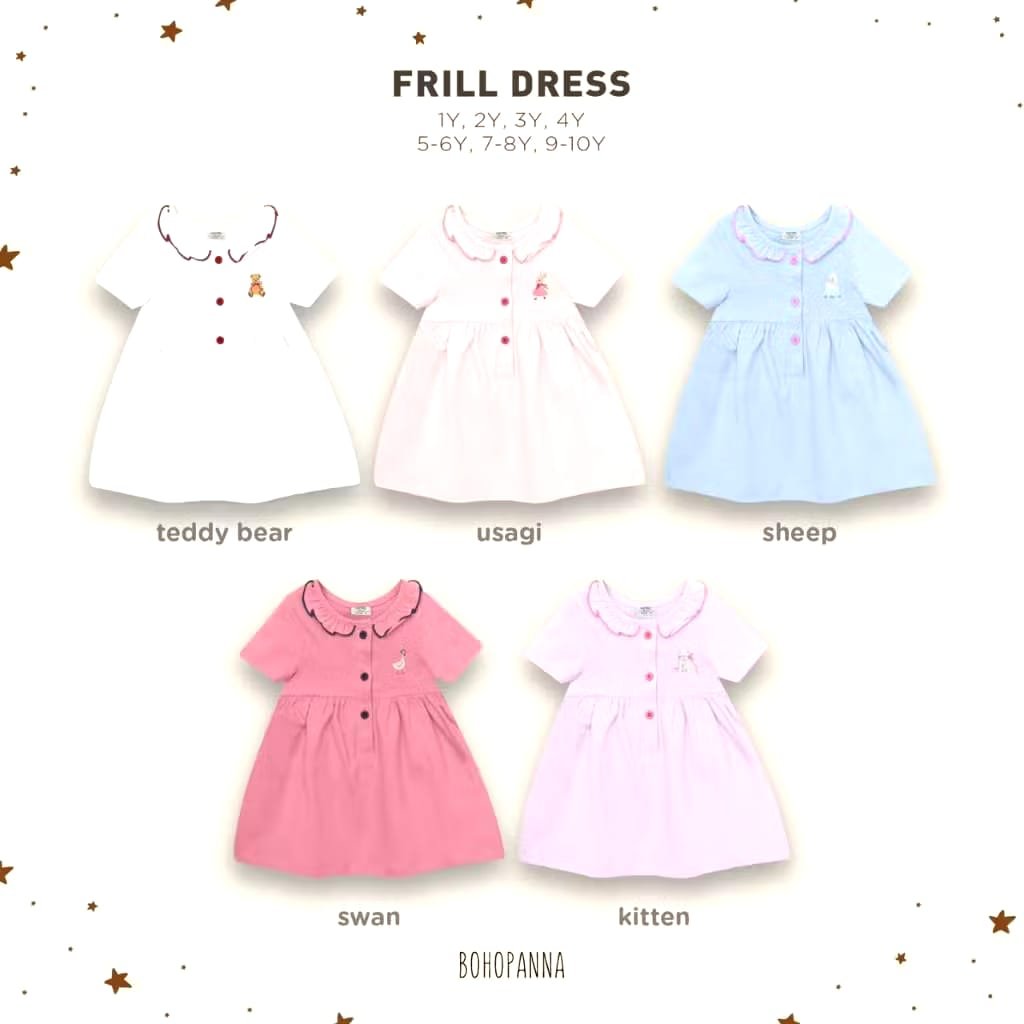 BOHOPNA FRILL DRESS - GIRLS DRESS - DAILY DRESS GIRL