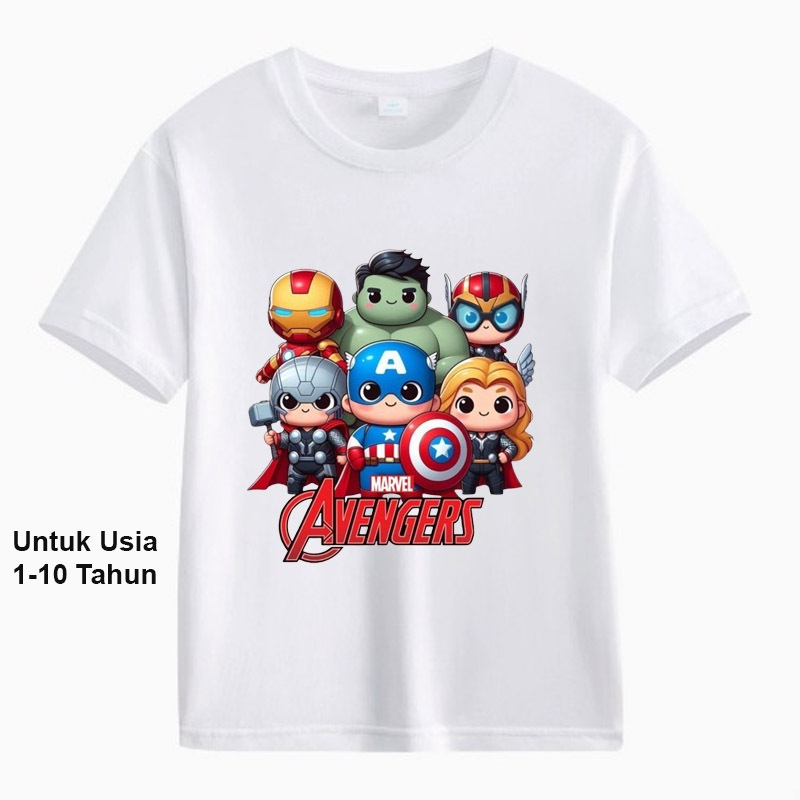เสื้อท็อปเด็ก Unisex พร้อม Dtf Avengers Chibi Cute Motif / เสื้อคอตตอน