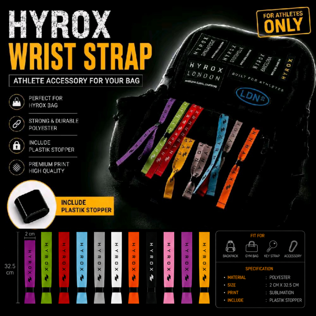 กระเป๋าเป้สะพายหลังพวงกุญแจกีฬา HYROX สายรัดข้อมือสร้อยข้อมือเหตุการณ์วิ่งออกกําลังกาย Race Gym