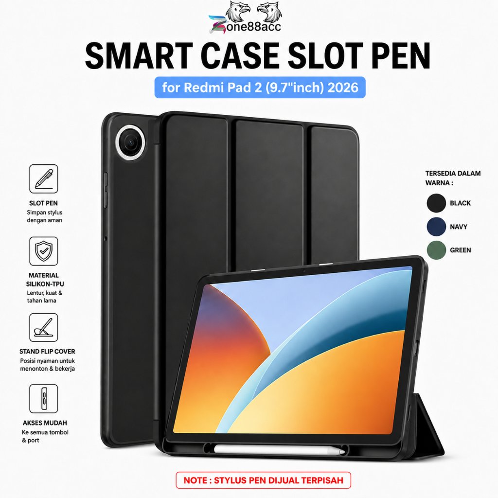 Smartcase Slot PEN Redmi Pad 2 2026 9.7" นิ้ว \ case redmi pad 2 \ softcase redmi pad 2 9.7 \ redmi 