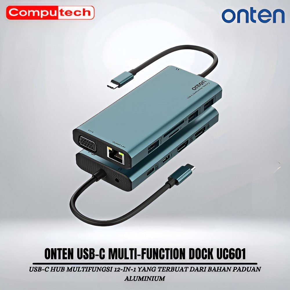 ONTEN USB-C Hub 12in1 Converter MacBook Hub Station iPad USB HDMI LAN VGA SD/TF Type-C OTN-UC601