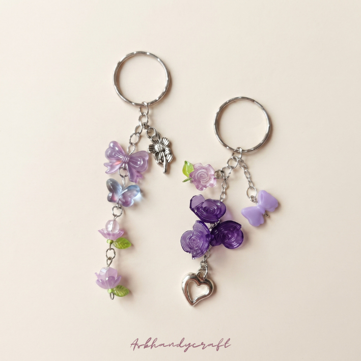 GANTUNGAN [GC009] - พวงกุญแจสีม่วงน่ารัก | พวงกุญแจใบไม้สุนทรียศาสตร์