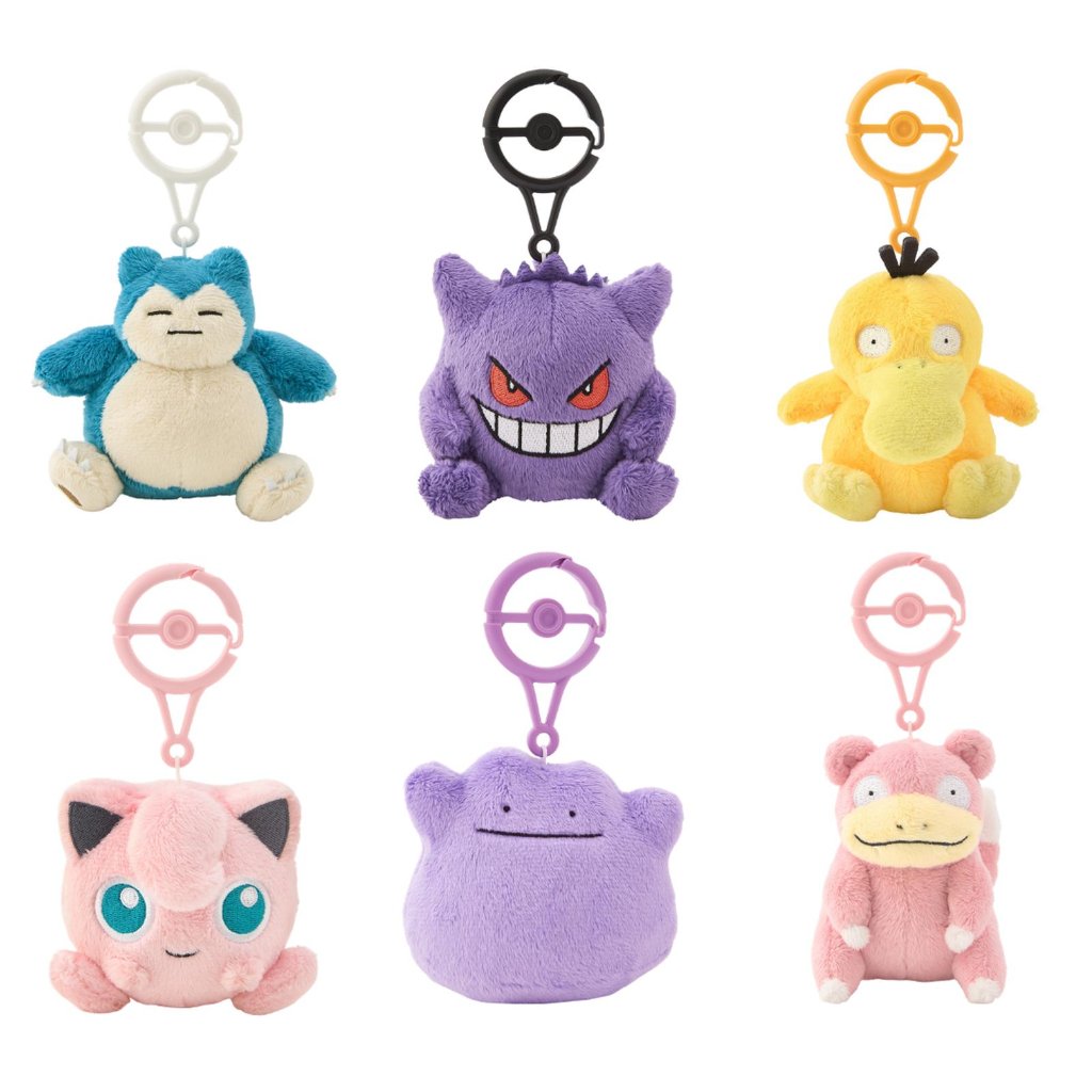 GANTUNGAN KeyChain ตุ๊กตาโปเกมอนเซ็นเตอร์ Kanto Snorlax Gengar Ditto Psyduck Carabiner KeyChain เดิม