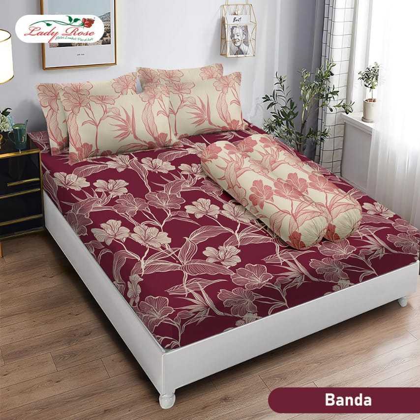 ผ้าปูที่นอน Lady Rose Queen B4 160x200 พร้อมหมอน 4 ใบ และหมอนข้าง 2 ใบ - Banda