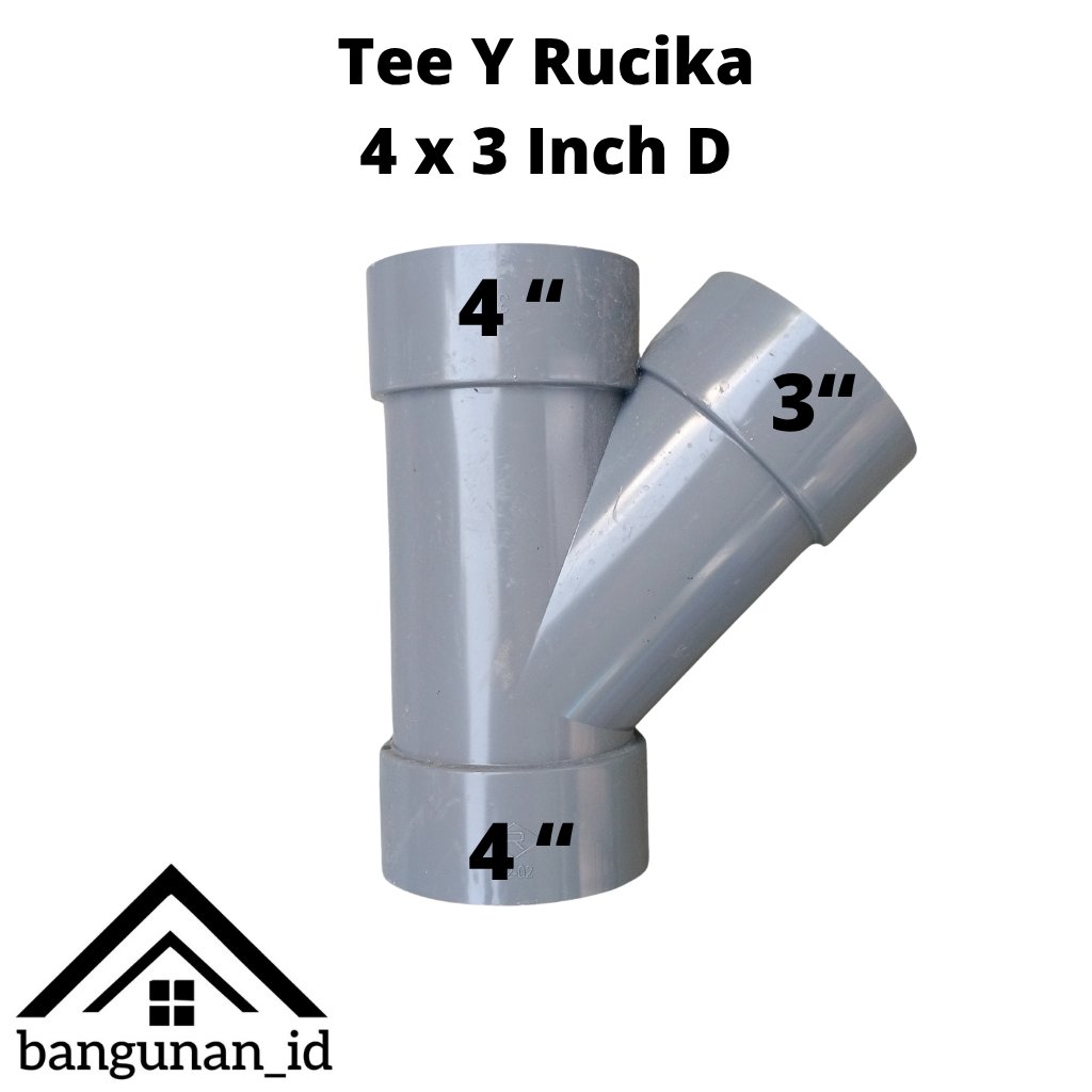Tee Y Rucika ท่อ PVC 4 x 3 นิ้ว 2 ช่อง 4 นิ้ว และ One Channel 3 นิ้ว Tee Y 4 x 3" หรือ T 4 x 3" แบรน