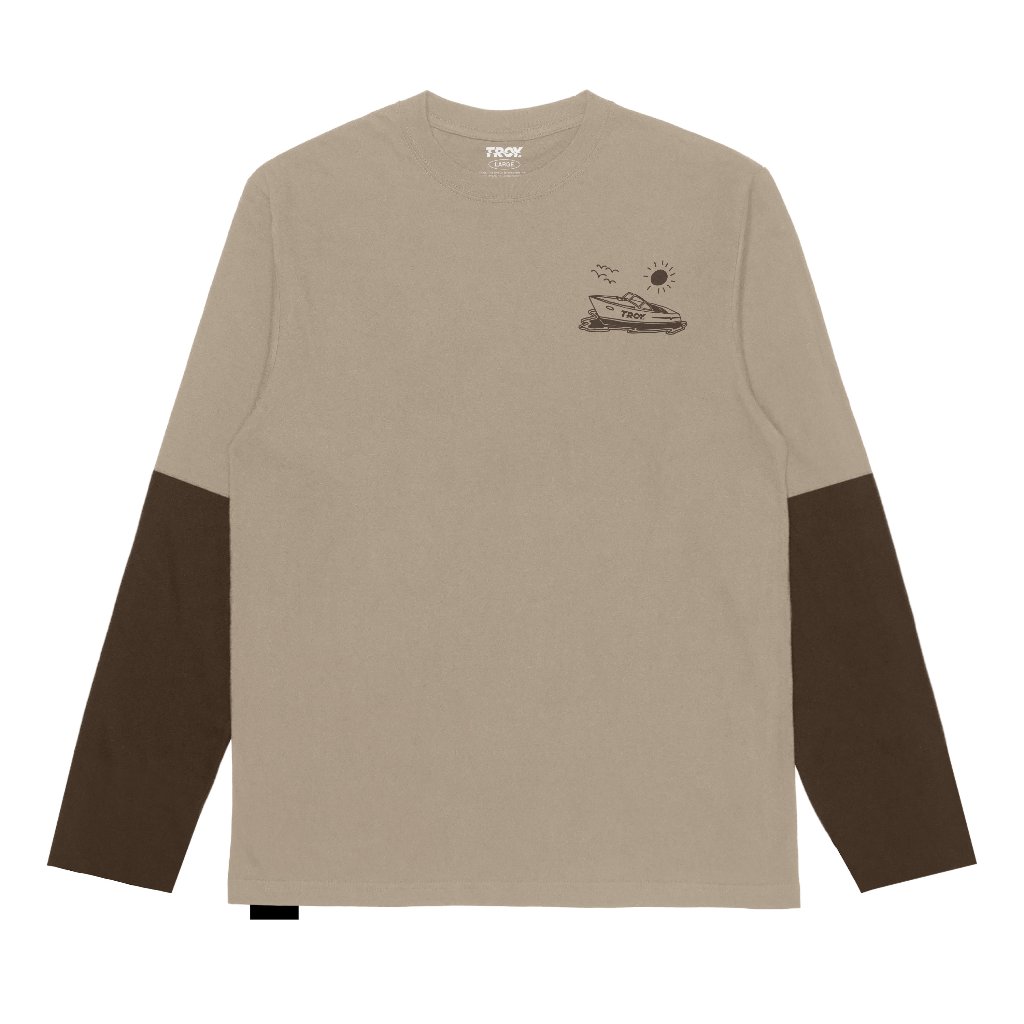 Troy Company Longsleeve Doublesleeve Beige Toffee Speed Boat - เสื้อยืดแขนยาว Beige Toffee DSD 3701