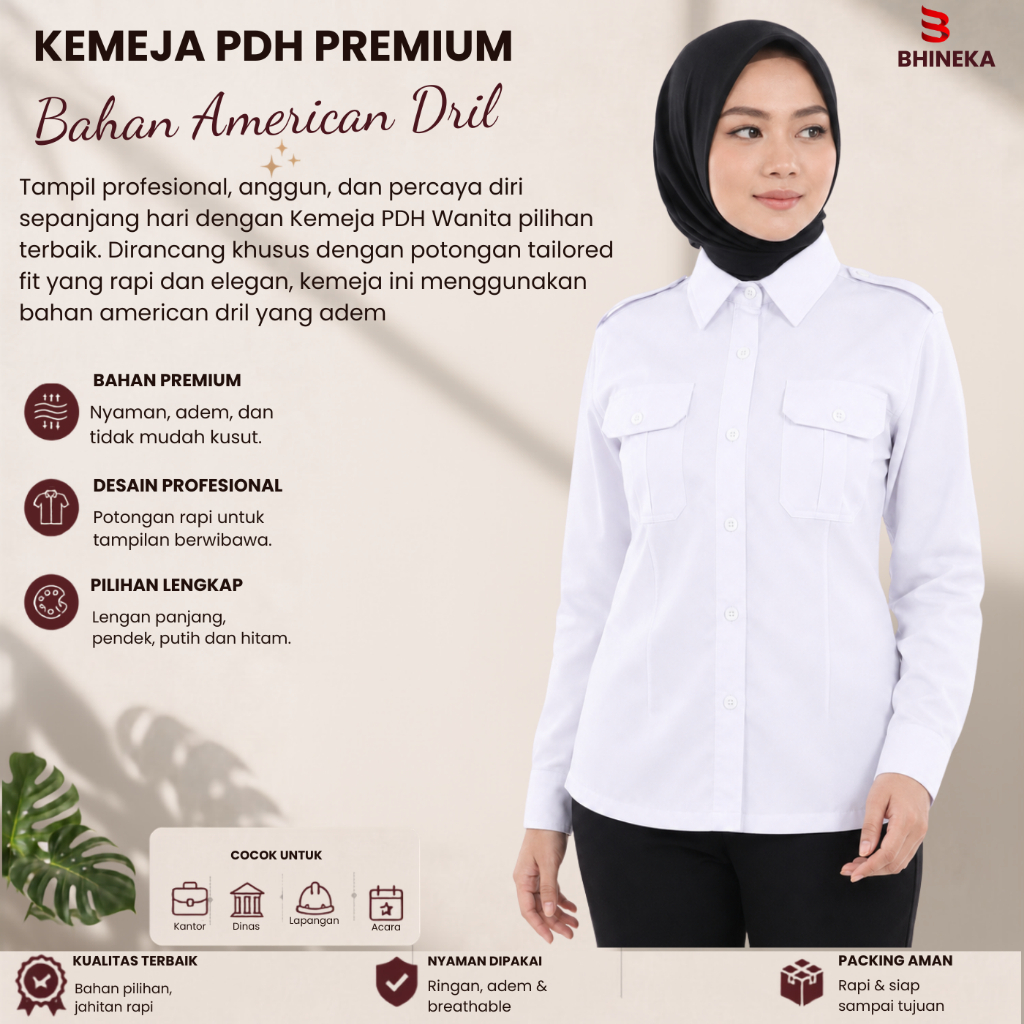 KEMEJA American Drill เสื้อเชิ้ตผู้หญิงสีขาว PDH พร้อมคอปกเบลเซอร์คอวีแขนยาวแขนสั้นชุดนอกแพ่ง
