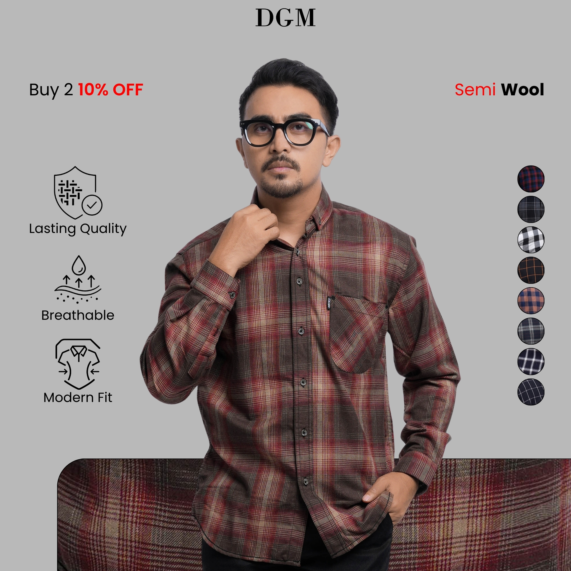 MERAH KEMEJA DGM Mens Premium Long Sleeve Flannel Shirt Mens Flannel Long Shirt Flannel Plaid Shirt 