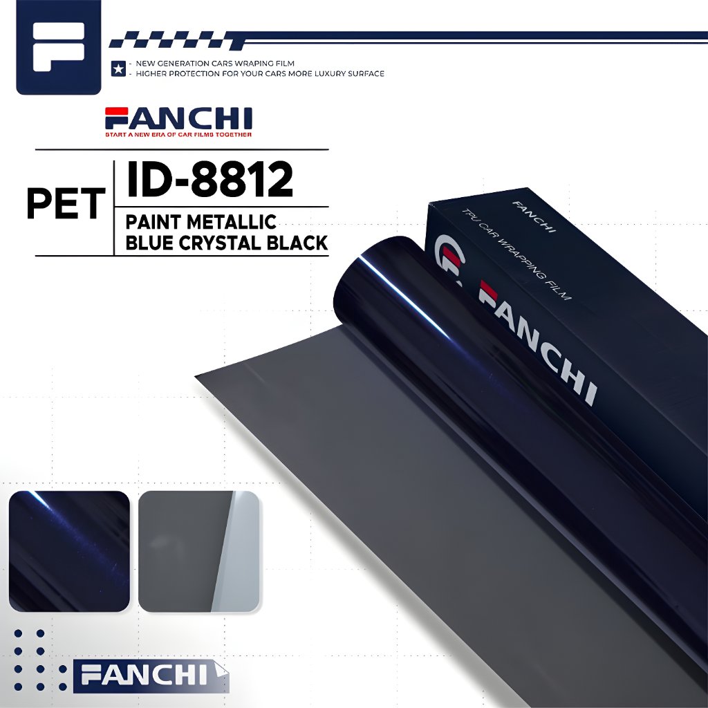 สติ๊กเกอร์ 50 ซม. SKOTLET FANCHI PET112 ID-8812 สีเมทัลลิคบลูคริสตัลสีดํา PET ต่อ 50 ซม.