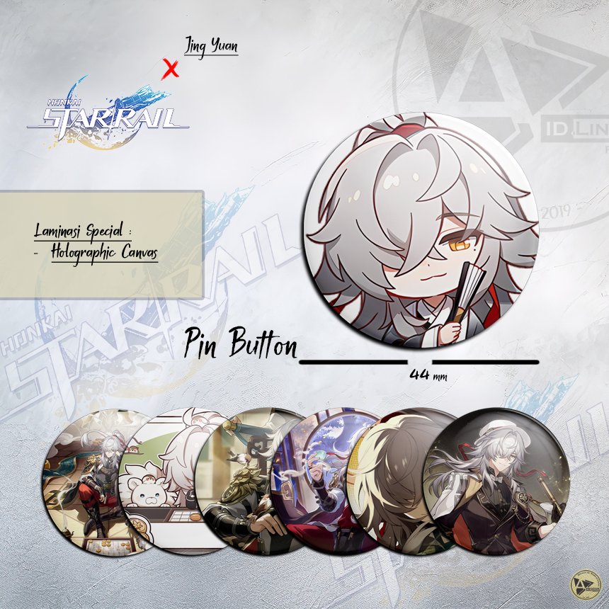 JING YUAN 44mm CHARACTER เข็มกลัดตราพิน | รางดาว HONKAI | ผ้าใบโฮโลแกรม