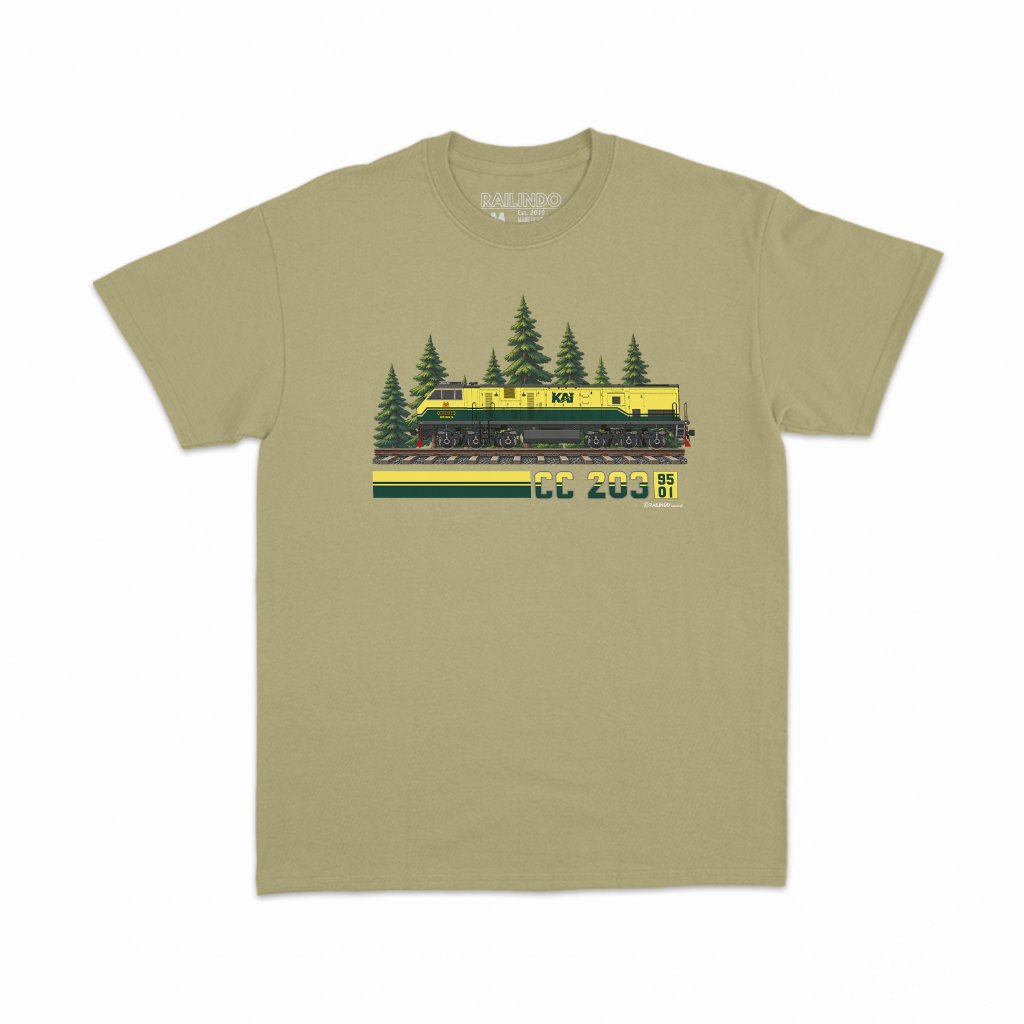 RAILDO - เสื้อยืดสําหรับผู้ใหญ่ระดับพรีเมียมหัวรถจักรรถไฟ CC 203 VINTAGE Livery