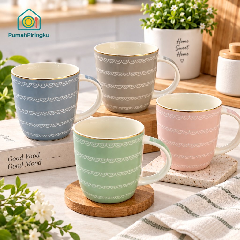 MY PLATE HOUSE แก้วเซรามิค / แก้วกาแฟ / แก้วชา / แก้วเครื่องดื่ม / ถ้วยอาหารพร้อมทองลูกไม้ MOTIF