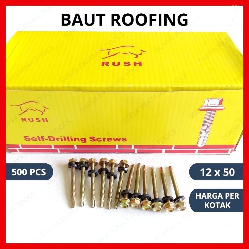 500 ชิ้น SDS RUSH BOLT 2" 12X2 ROOFING BOLT 12 X 2 INCH SCRUB LIGHT STEEL RUSH 12X2"