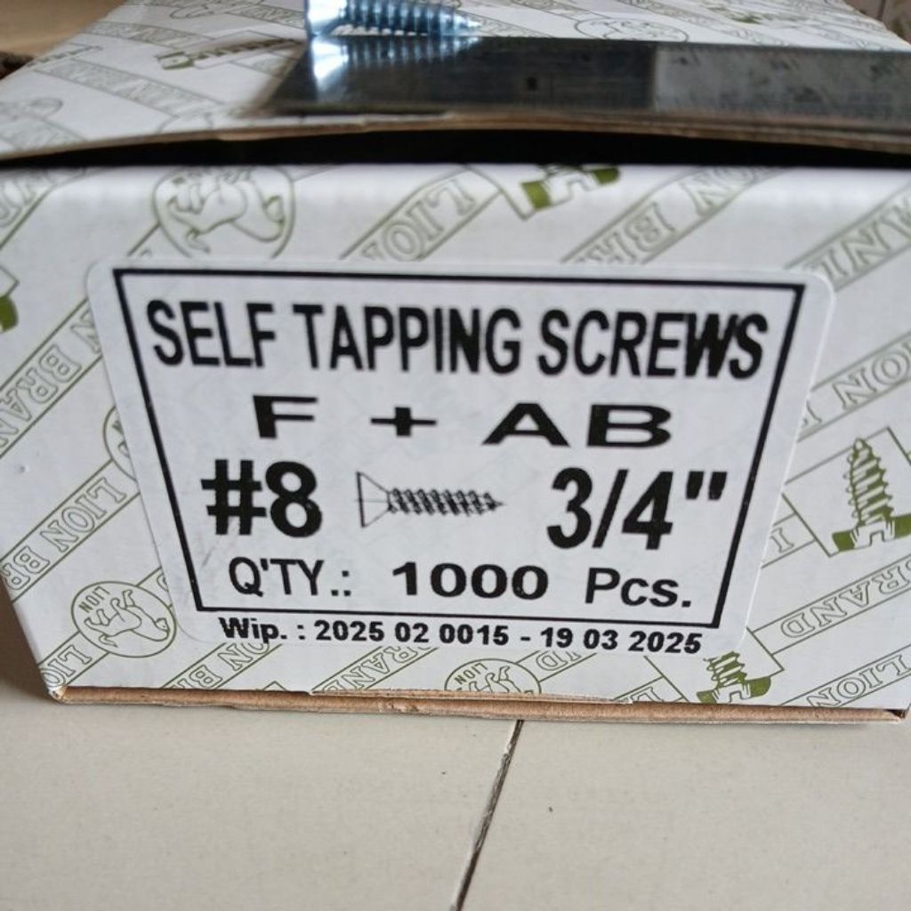 [WHOLESALE] ONTENTS 1000 PCS F+AB FH+ 8 X 3/4" [1.9CM] สกรูยิงสิงโตต่อกล่องสกรูแตะ