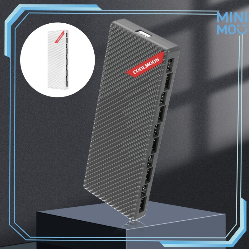 Coolmoon HC10 10 PWM Fan Controller Hub - RGB Sinkization + Gaming PC อุณหภูมิควบคุม