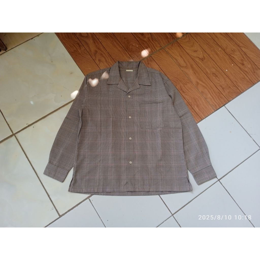 KEMEJA GU Shirt by Uniqlo Open Collar Shirt Tartan