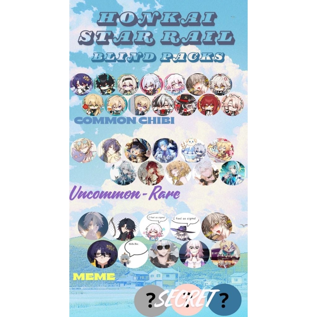 ใหม่ hsr blind pack unofficial buttonpins HONKAI STARRAIL Sunday Aventurine argati blade dr ratio fa