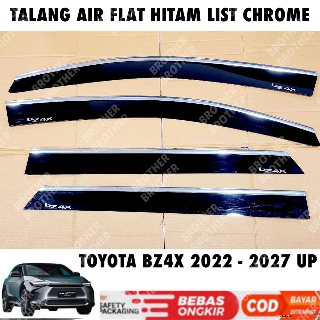 Toyota BZ4X 2022 2023 2025 2026 2027 Visor Side Flat Black List - Chrome