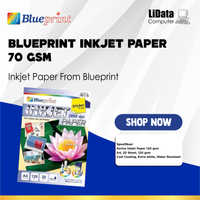 A4 BLUEPRINT Inkjet Paper Sticker 70 Gsm Inkjet Sticker Paper - 20 แผ่น