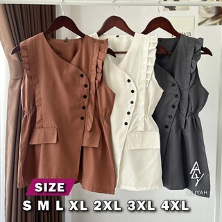 AVENNA Vest Wanita Tanpa Lengan dengan Kancing Samping Dan Ruffle Outer Casual Elegan Modis Rompi Kekinian Daily Dan Office Look Size S M L XL 2XL 3XL 4XL  XXL XXXL XXXXL 5XL 5L