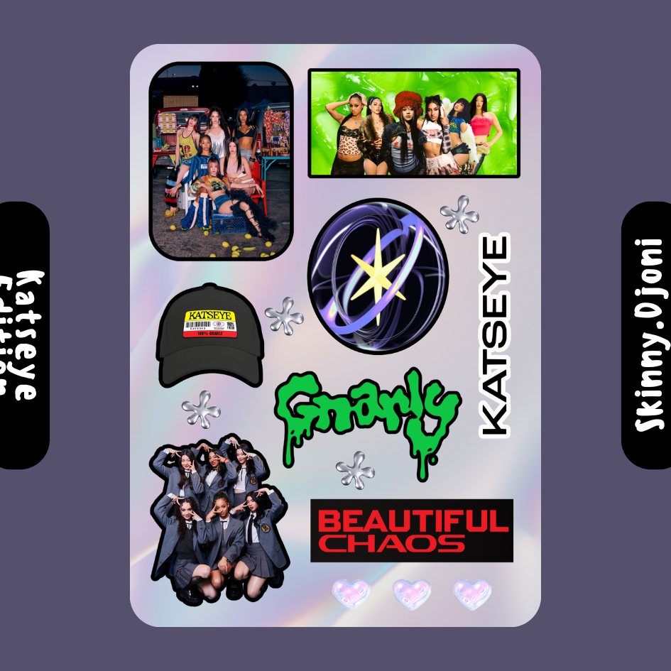 แผ่นสติ๊กเกอร์ Katseye A5 - Katseye Packs - KPOP Girlband - KATSEYE - แผ่นสติ๊กเกอร์