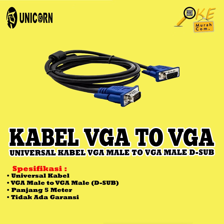 Universal VGA Male to VGA Male D-Sub 5M Cable - สาย VGA เป็น VGA 5 เมตร