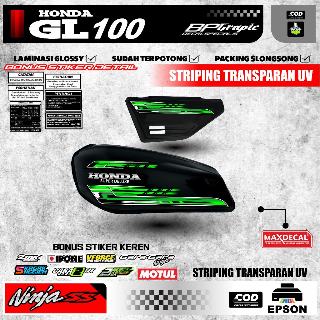 GL 100 Premium Transparent UV Maxdecal Quality Striping (yt27)