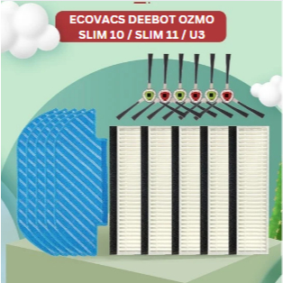 Ecovacs Deebot Ozmo Slim Robot Vacuum 11, 10, U3 แปรงด้านข้างตัวกรองไม้ถูพื้น