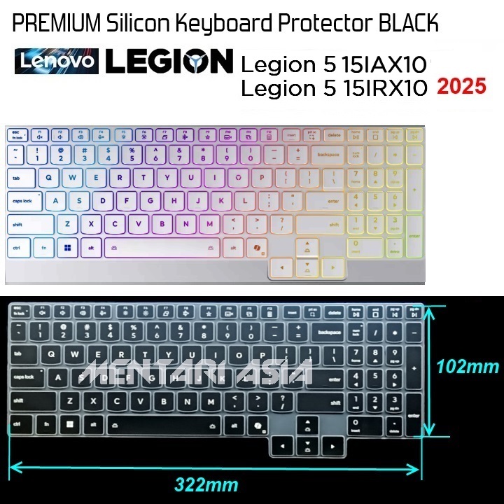 ตัวป้องกันคีย์บอร์ด Lenovo Legion 5 15IAX10 / 15IRX10 (2025) - PREMIUM Silicon BLACK