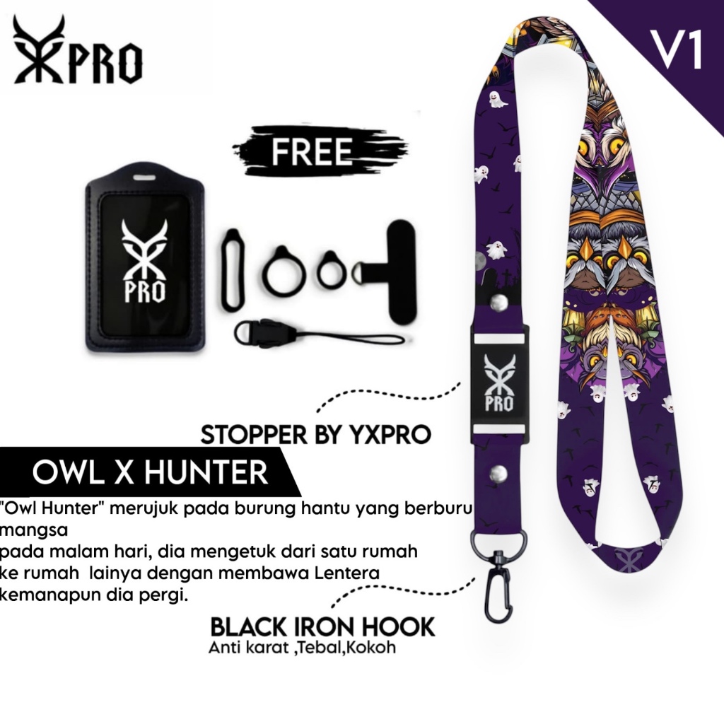 GANTUNGAN YXPRO Lanyard Owl x Hunter Series Lanyard Card Holder Connector Case Handphone แหวนปรับได้