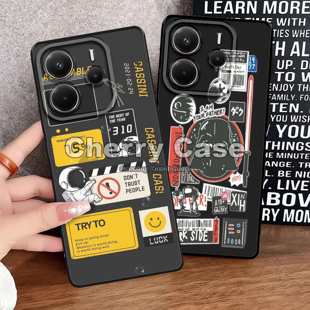 Cherry Acc QW4 SoftCase Pro กล้องนักบินอวกาศ Motif สําหรับ Redmi หมายเหตุ 14 4G/5G Kesing กรณี Hp Ca