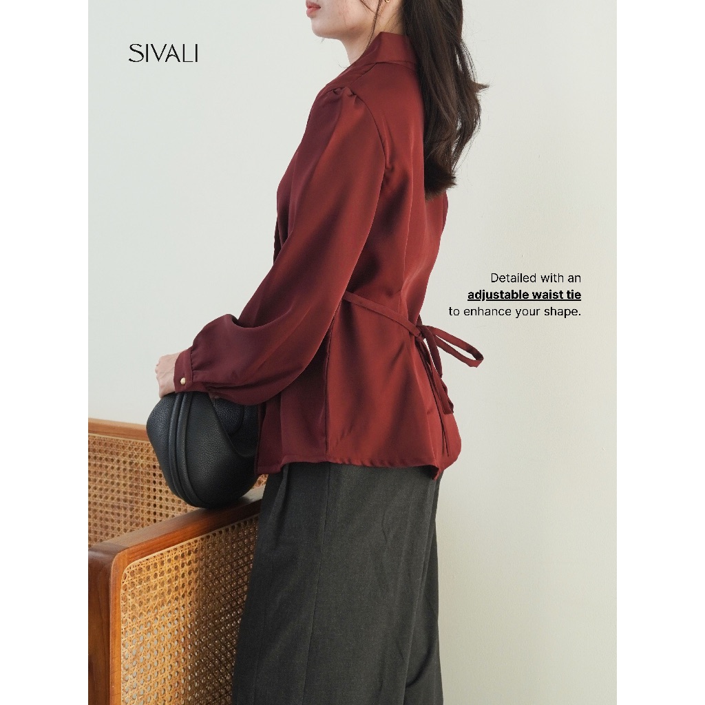 KEMEJA SIVALI Sol Blouse - เสื้อแขนยาวเข้ารูปผู้หญิงสไตล์เกาหลี - เสื้อกึ่งขนสัตว์ผ้าซาตินผู้หญิง - 1975 - รูปที่ 3