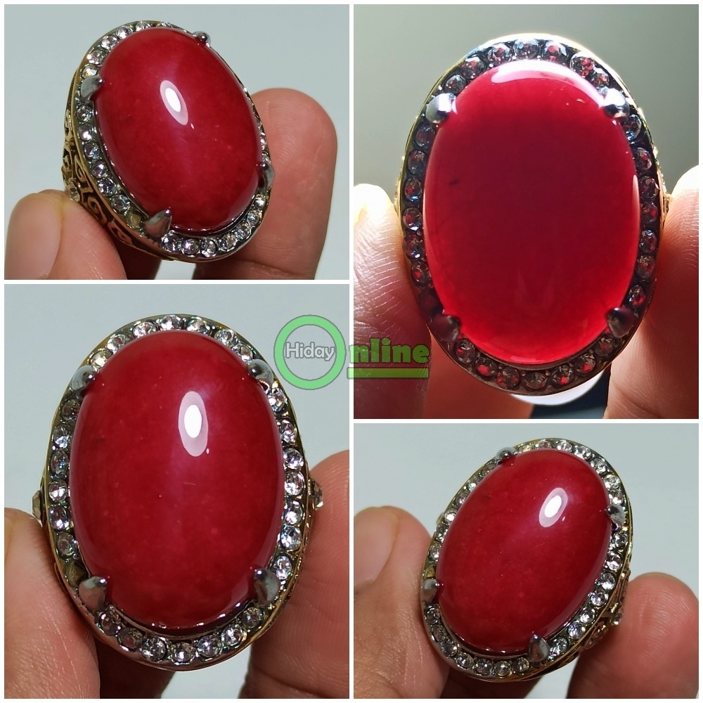 MERAH TAIWAN หยกแดง QUARTZ แหวนธรรมชาติขนาดใหญ่