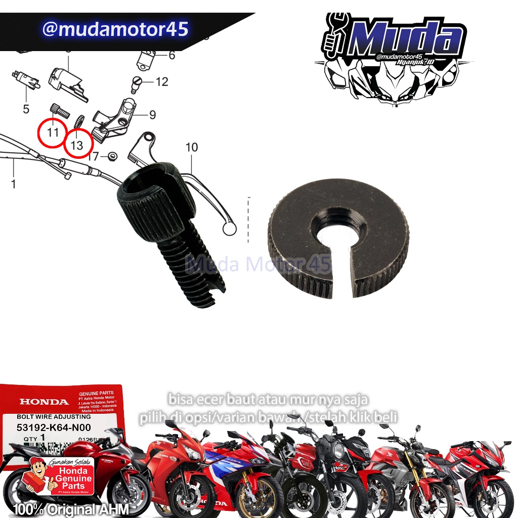 CLUTCH HANDLE ADJUSTMENT BOLT NUT LEVER ซ้าย HANDLE SETTING CBR250RR CBR150R CB150X CBR250R TIGER ME