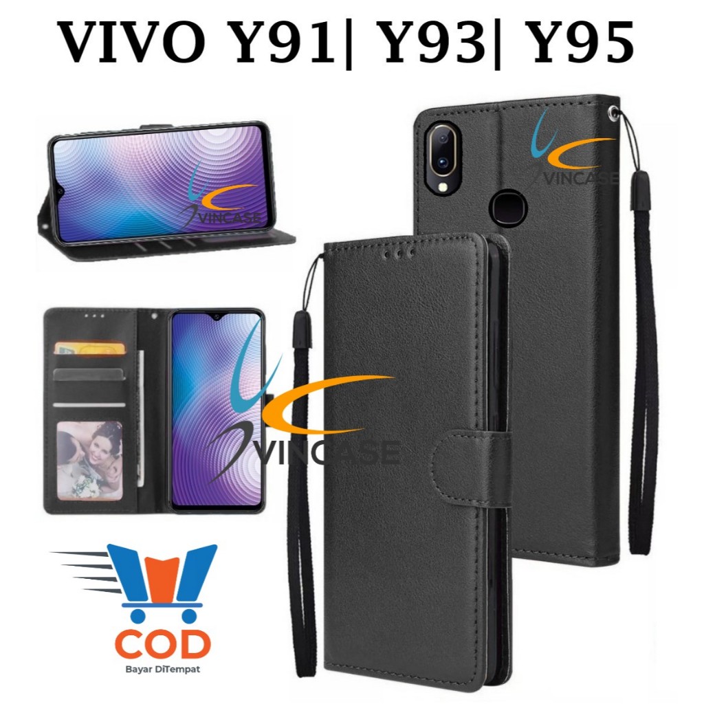 VIVO Y91/Y93/Y95 FLIP LEATHER CASE PREMIUM - FLIP WALLET CASE LEATHER สําหรับ VIVO Y91/Y93/Y95 - WAL