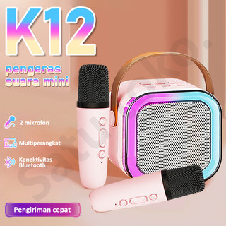 (COD) K12 Speaker Bluetooth Karaoke set 2Mic / 1mic All In One K1 Set MINI Speaker Karaoke Microphone