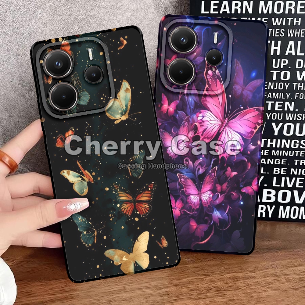 Cherry Acc QW21 SoftCase Pro กล้องผีเสื้อสําหรับ Redmi หมายเหตุ 14 4G/5G Kesing กรณี Hp Cassing Hand