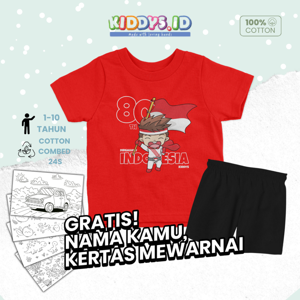 เสื้อยืดเด็ก Distro สําหรับเด็กชายและเด็กหญิง แขนสั้น Cool Motif ธีมวันประกาศอิสรภาพ ธีมวันประกาศอิส