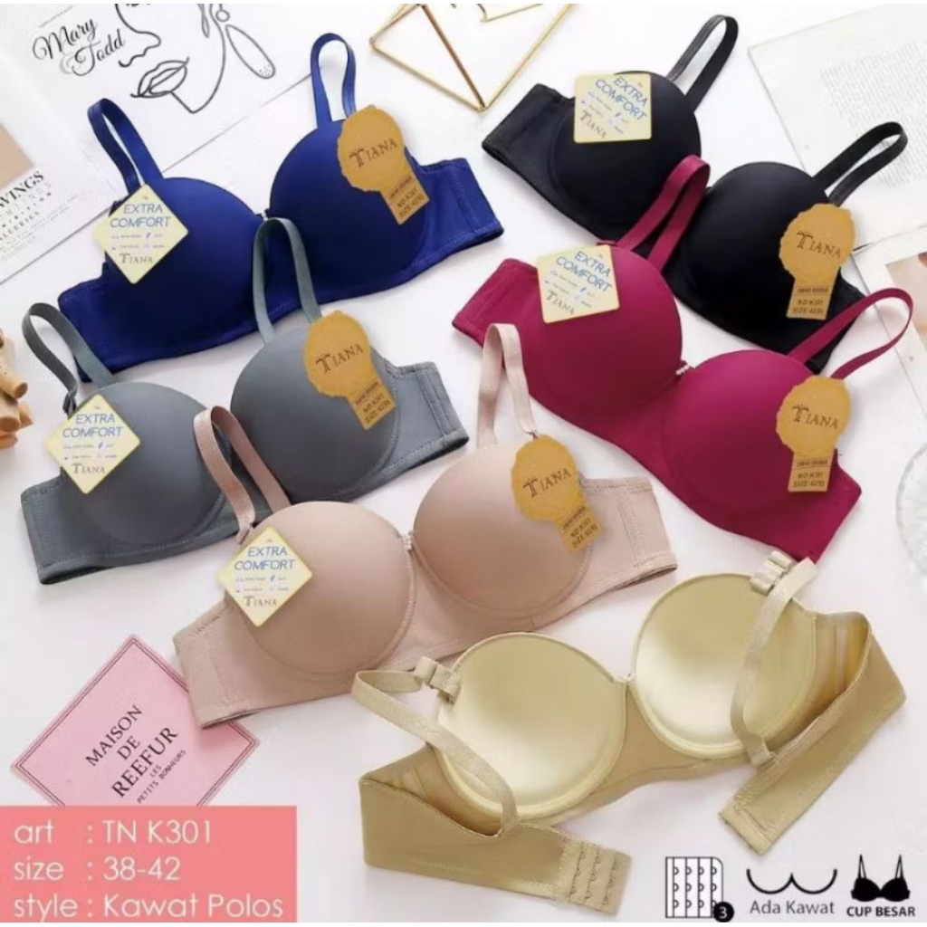 K301 Bra ถ้วยลวด B button 3 บราดันทรง ขนาด 38.40.42