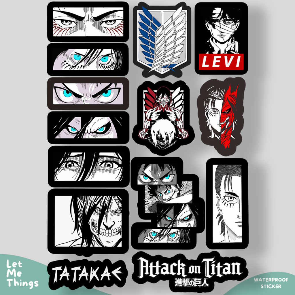 สติ๊กเกอร์อนิเมะ Attack on Titan || สติ๊กเกอร์อนิเมะกันน้ํา