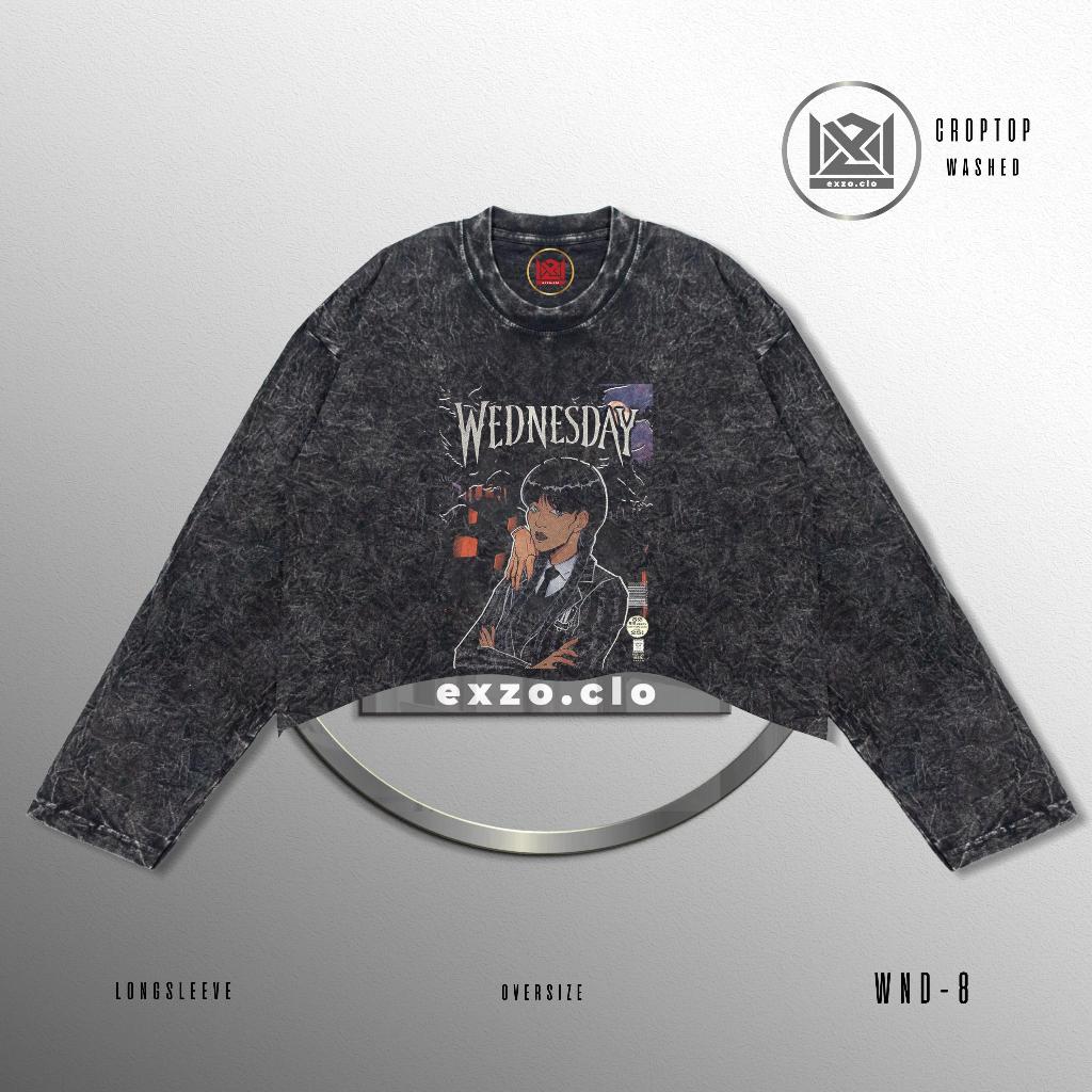 KATUN EXZO CROPTOP WEDNESDAY WASHED LONGSLEEVE เสื้อยืดผ้าฝ้ายหวี 24s WEDNESDAY TSHIRT
