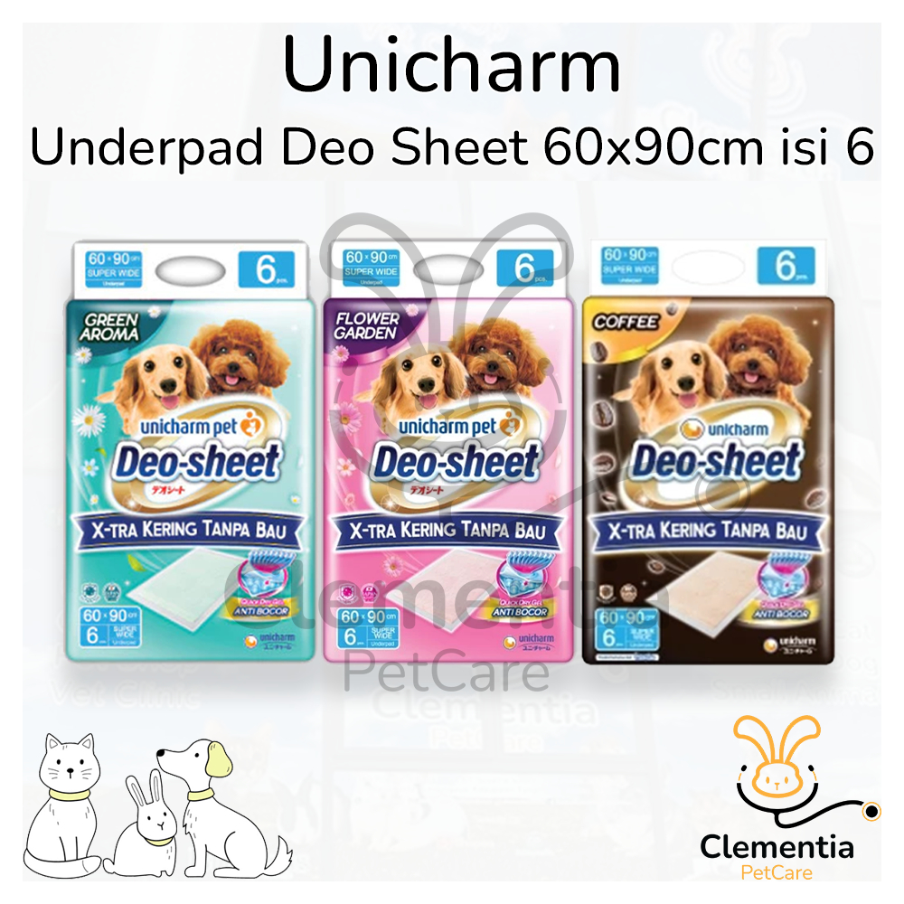Underpad 60x90 ซม. Unicharm Pet Deo Sheet 60x90 ซม. ซุปเปอร์ไวด์ | Unicharm Deo Sheet SW6 มี 6