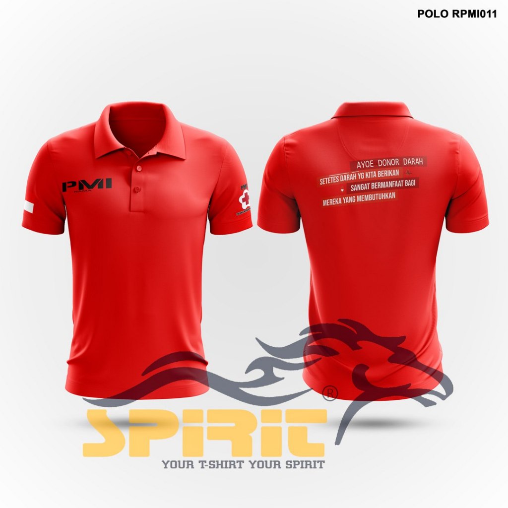 KATUN Donor เสื้อโปโลเลือดสําหรับผู้ชายและผู้หญิงแขนสั้น - เสื้อคอปกชุมชน PMI, ผ้าฝ้าย CVC, SIze ใหญ