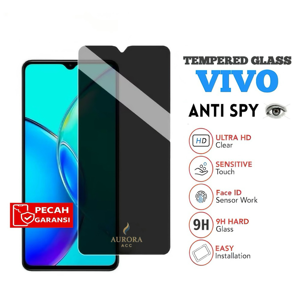 กระจกนิรภัย Anti Spy Vivo Y27 Y28 4G Y28 5G Y29 Y30 Y30i Y30 5G Y31 Y31s Y32 Y33 Y33s Y33t Y33s 5G Y