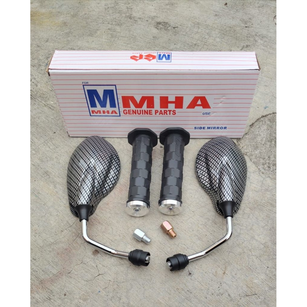 X1 SPION CHROME CARBON STEM PLUS SQUARE HANDGRIP + FLAT BRUSH PCX นําเข้า PNP H0NDA-Y4MAHA UNIVERSAL