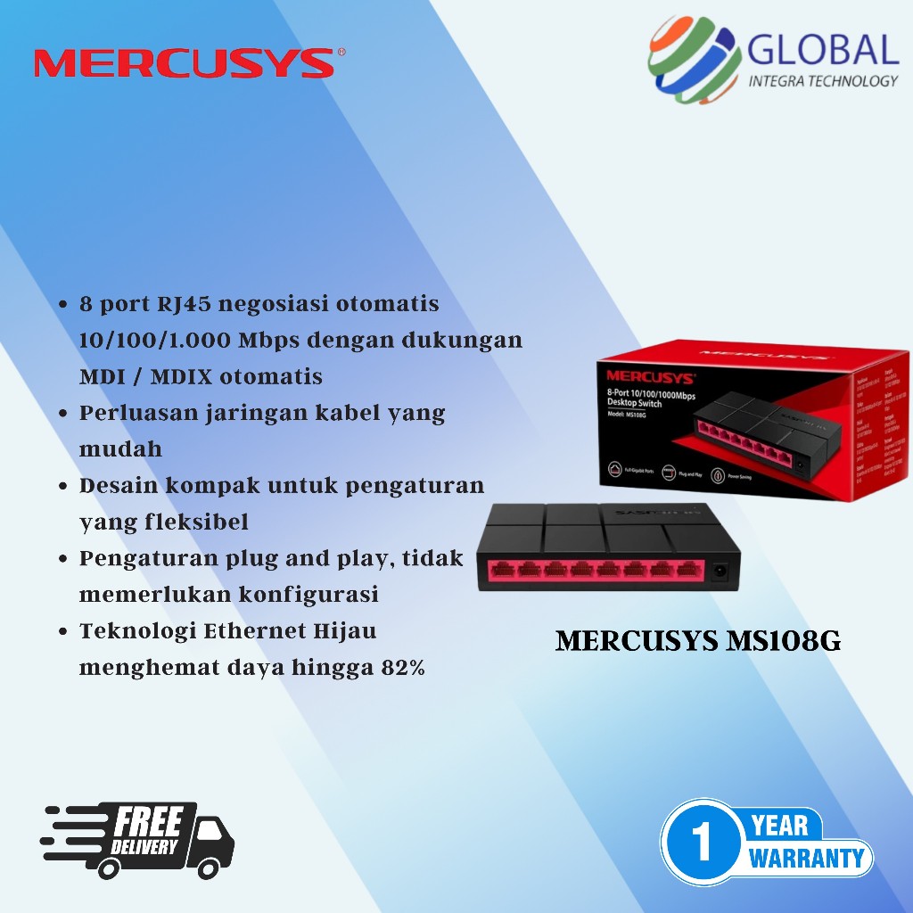 MERCUSYS 5 PORT / 8 PORT GIGABIT DESKTOP SWITCH 10/100/1000MBPS MS105G / MS108G SWITCH HUB