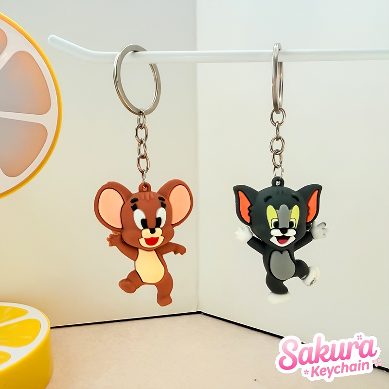GANTUNGAN พวงกุญแจการ์ตูน Tom & Jerry สําหรับกระเป๋าและกุญแจ